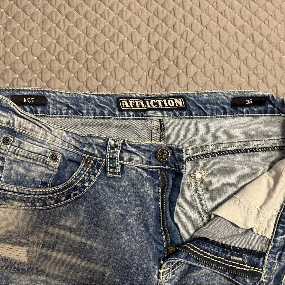 Affliction Black Premium Light Blue Denim Jeans Men’s 36 - Picture 3 of 6